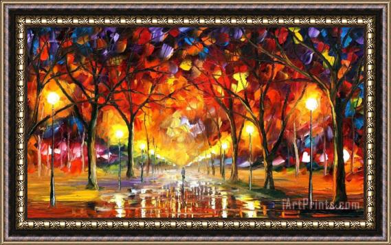 Leonid Afremov Warm Rain Drops Framed Painting