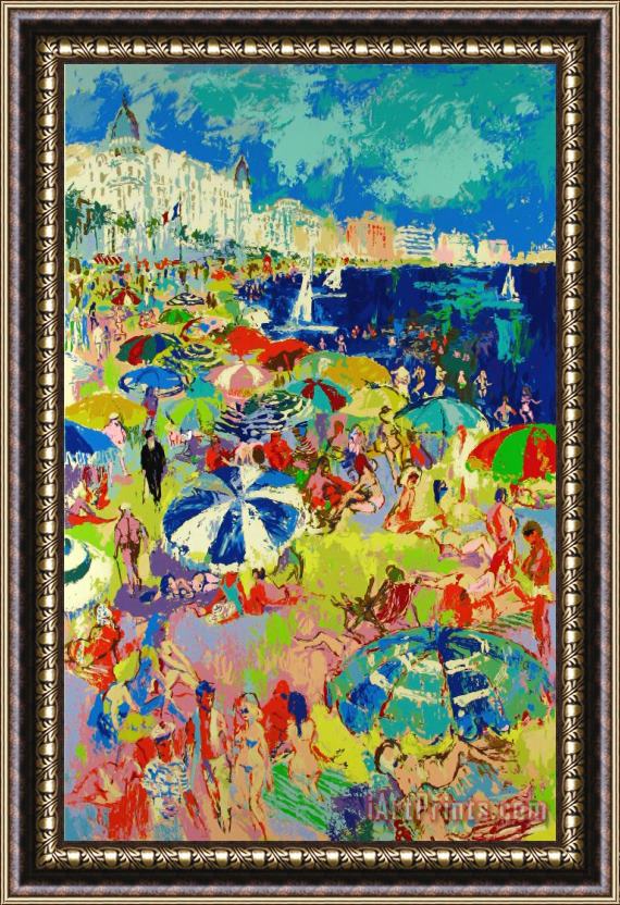 Leroy Neiman Beach at Cannes Framed Painting