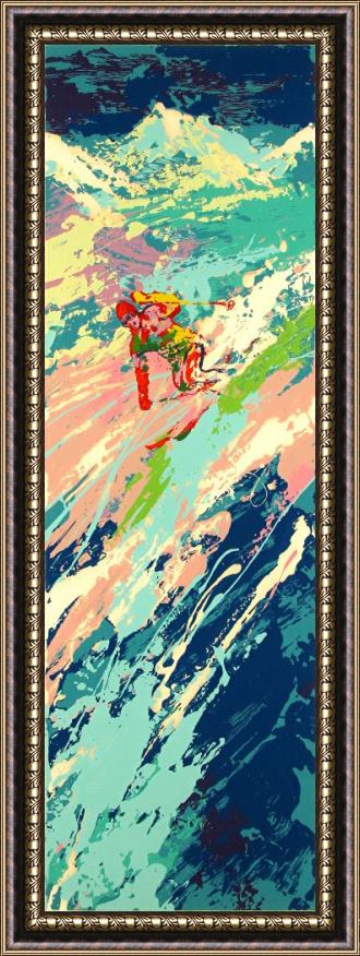 Leroy Neiman Downhill Skier Framed Painting