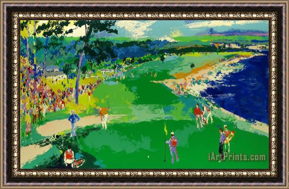 Leroy Neiman Golf Putting Pebble Beach Framed Painting