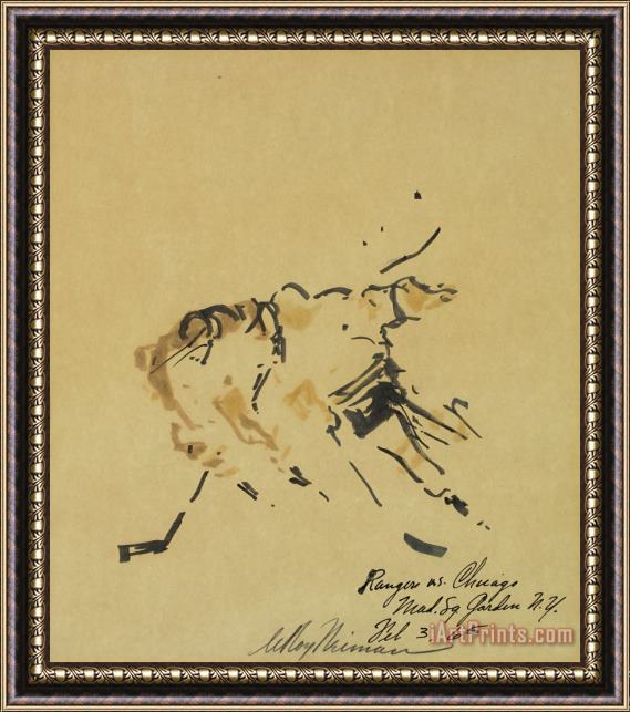 Leroy Neiman Rangers Vs Chicago Mad. Sq. Garden N.y. Feb 3 65' Framed Print