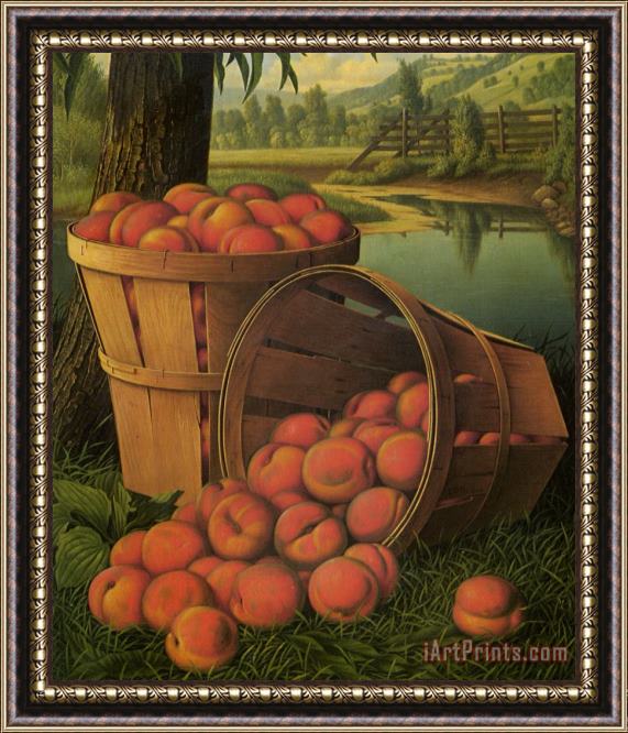 Levi Wells Prentice Bushels of Peaches Under a Tree Framed Print