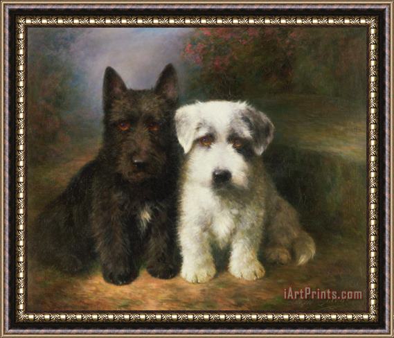Lilian Cheviot A Scottish and a Sealyham Terrier Framed Painting