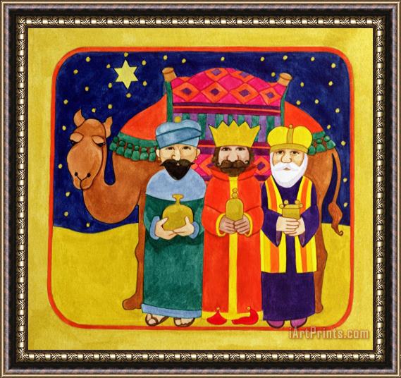 Linda Benton Three Kings And Camel Framed Print