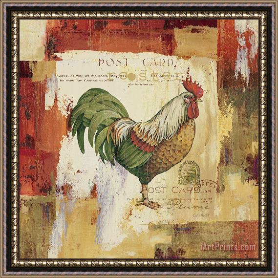 Lisa Audit Colorful Roosters I Framed Painting