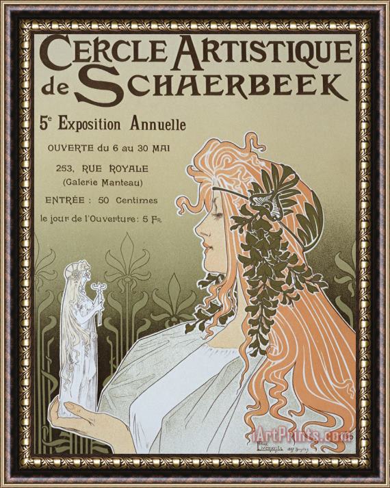 Livemont Reproduction Of A Poster Advertising 'schaerbeek's Artistic Circle Framed Painting