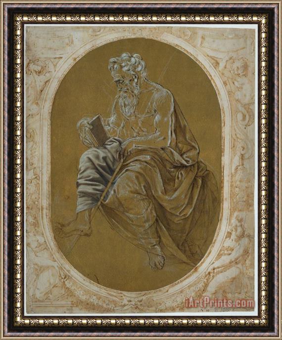 Lorenzo di Credi Study for a Reading Apostle Or Evangelist Framed Painting