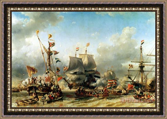 Louis Eugene Gabriel Isabey The Embarkation of Ruyter and William de Witt in 1667 Framed Painting