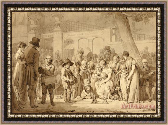 Louis Leopold Boilly Compositional Drawing for 'entrance to The Jardin Turc' Framed Painting