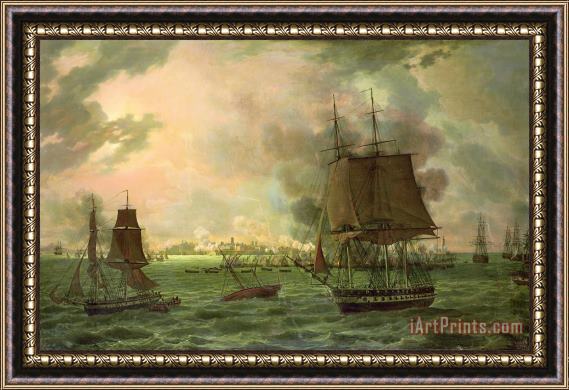 Louis Philippe Crepin The Bombing of Cadiz by the French Framed Print