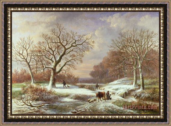 Louis Verboeckhoven Winter Landscape Framed Print