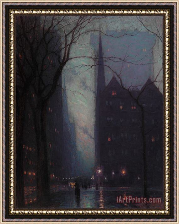 Lowell Birge Harrison Fifth Avenue at Twilight Framed Painting