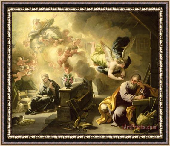 Luca Giordano The Dream of Saint Joseph Framed Painting