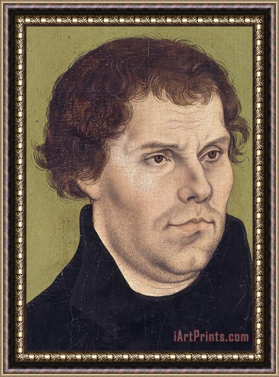 Lucas Cranach Portrait Of Martin Luther Aged 43 Framed Painting