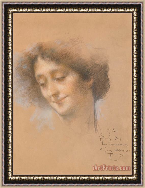 Lucien Levy-Dhurmer Portrait of Mrs Hamdy Framed Painting