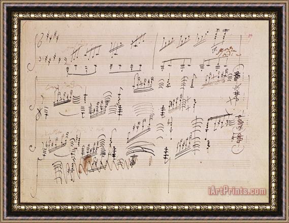 Ludwig van Beethoven Score sheet of Moonlight Sonata Framed Print