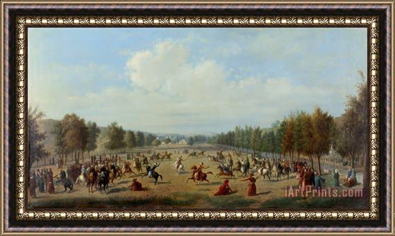 Luigi Acquarone A Jereed Game in Kagithane Framed Painting