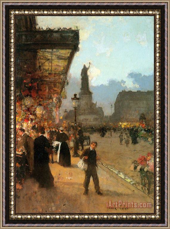 Luigi Loir La Place De La Republique, Paris Framed Painting