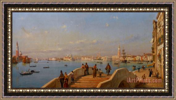 Luigi Querena View of The Lagoon Framed Painting
