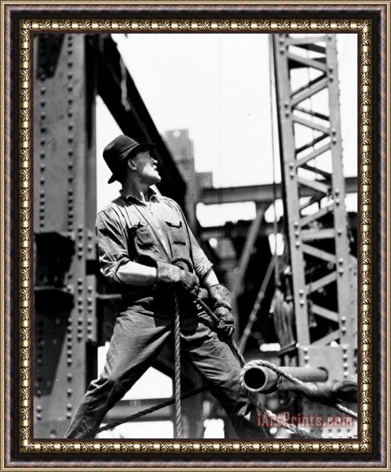 LW Hine Derrick man   Empire State Building Framed Print
