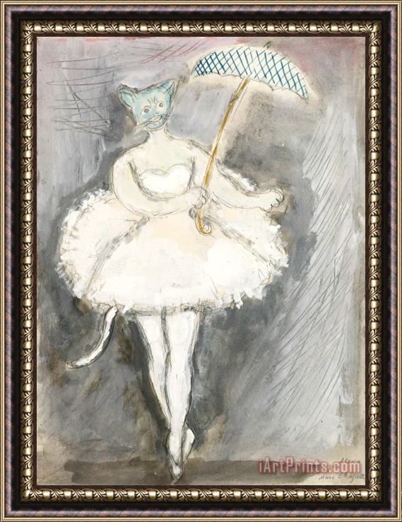 Marc Chagall A Cat. Costume Design for Scene IV of The Ballet Aleko. (1942) Framed Painting