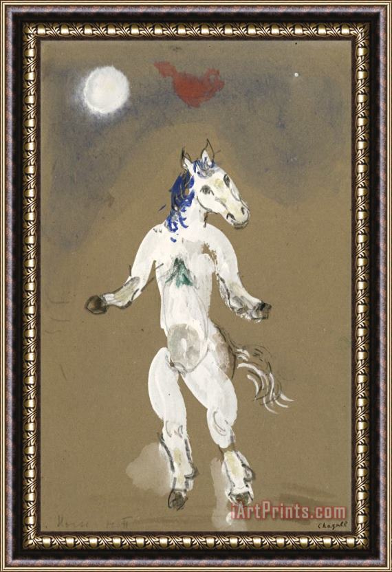 Marc Chagall A Horse. Costume Design for Scene II of The Ballet Aleko. (1942) Framed Print