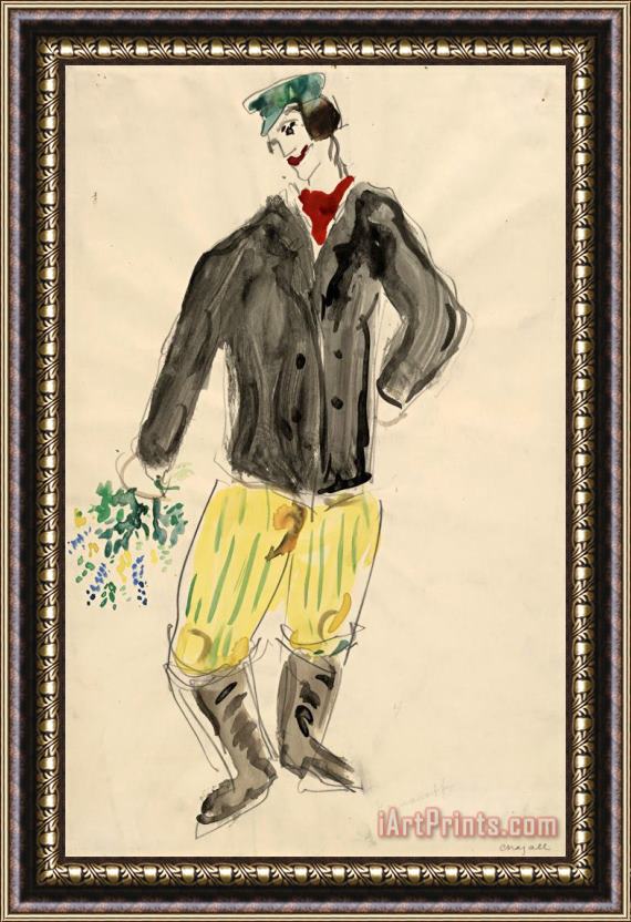 Marc Chagall A Peasant, Costume Design for Aleko (scene Iii). (1942) Framed Painting