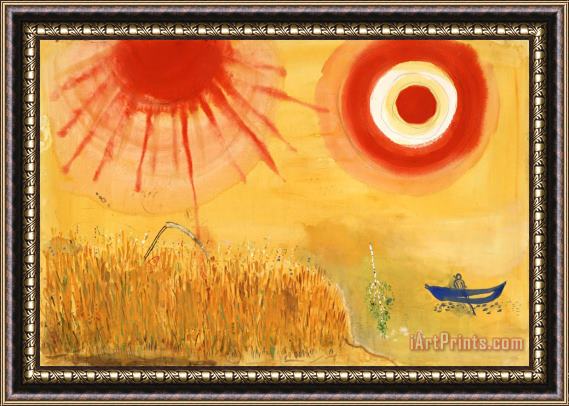 Marc Chagall A Wheatfield on a Summer's Afternoon. Study for Backdrop for Scene III of The Ballet Aleko. (1942) Framed Print