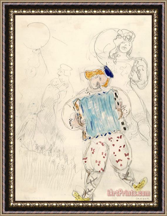 Marc Chagall A Young Boy, Costume Design for Aleko (scene Iii). (1942) Framed Painting