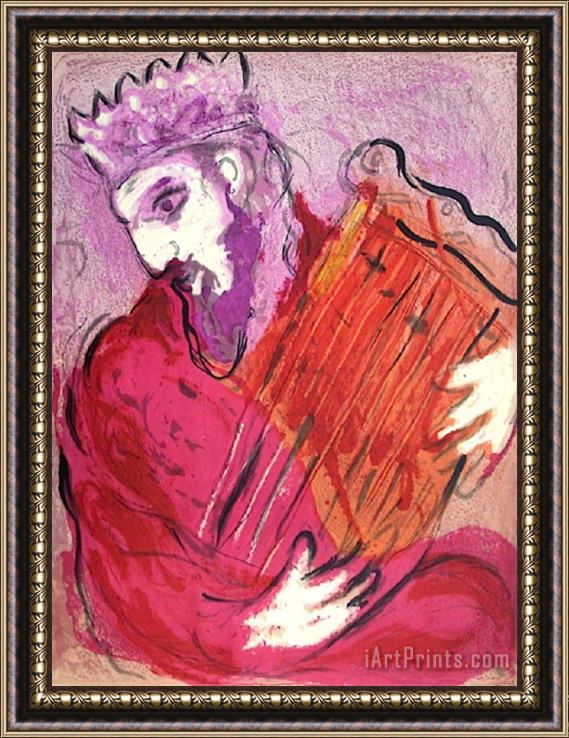 Marc Chagall Bible David a La Harpe Framed Painting