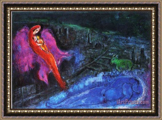 Marc Chagall Bridges Over The Seine 1954 Framed Painting