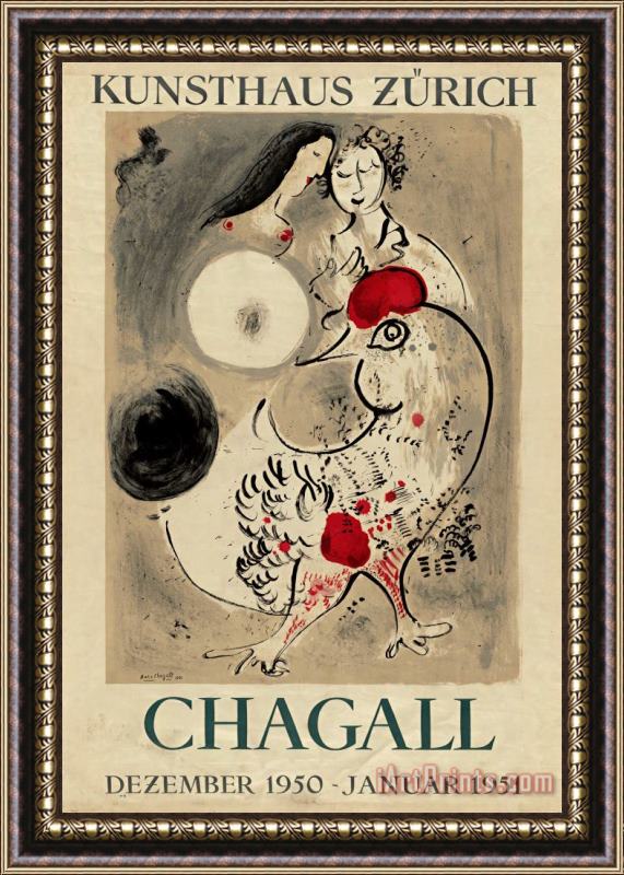 Marc Chagall Chagall, Kunsthaus Zurich, Dezember 1950 Januar 1951. 1950 Framed Painting
