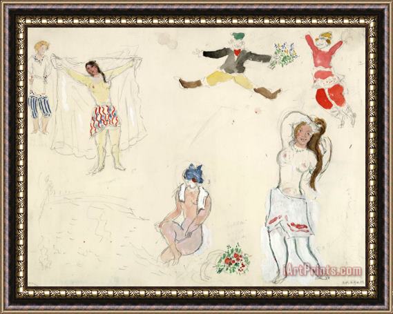 Marc Chagall Costumes for Bathers And Peasants, Costume Design for Aleko. (1942) Framed Print