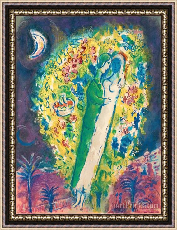 Marc Chagall Couple Dans Mimosa Couple Framed Painting