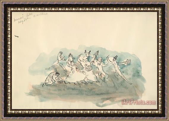 Marc Chagall Dance of The Peasants, Sketch for The Choreographer for Aleko (scene Iii). (1942) Framed Print