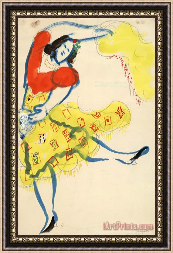 Marc Chagall Gypsy, Costume Design for Aleko (scene I). (1942) Framed Print