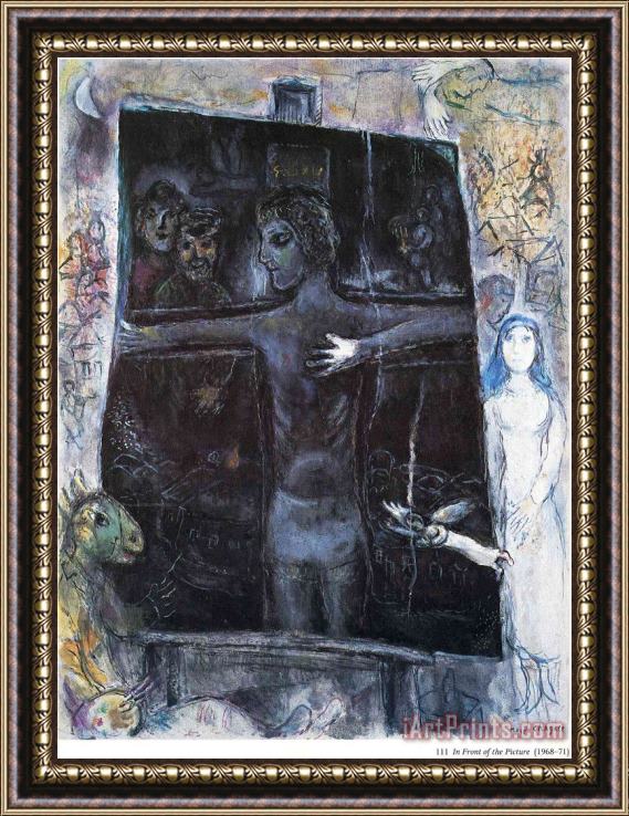 Marc Chagall In Front of The Picture 1971 Framed Painting