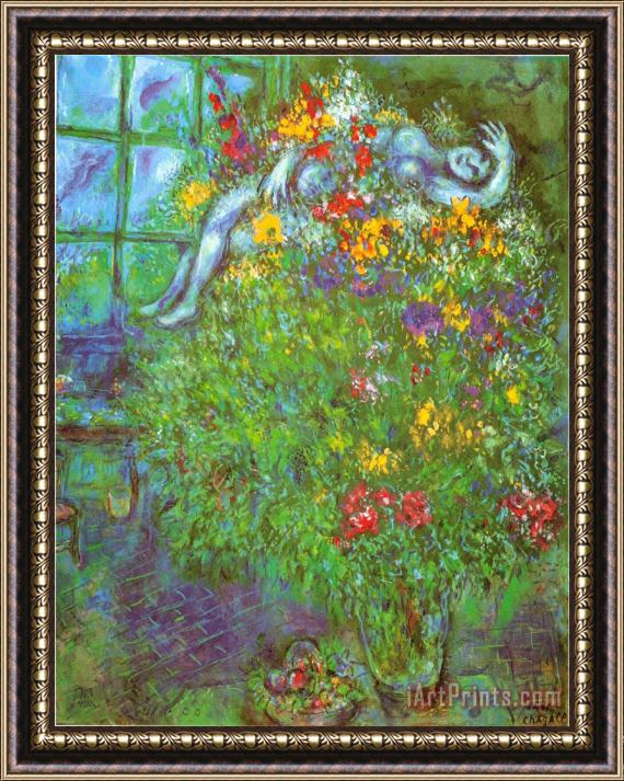 Marc Chagall Le Bouquet Ardent Framed Painting