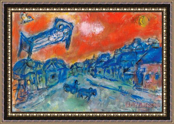 Marc Chagall Les Amoureux Dans Le Ciel Rouge De Vitebsk Framed Painting