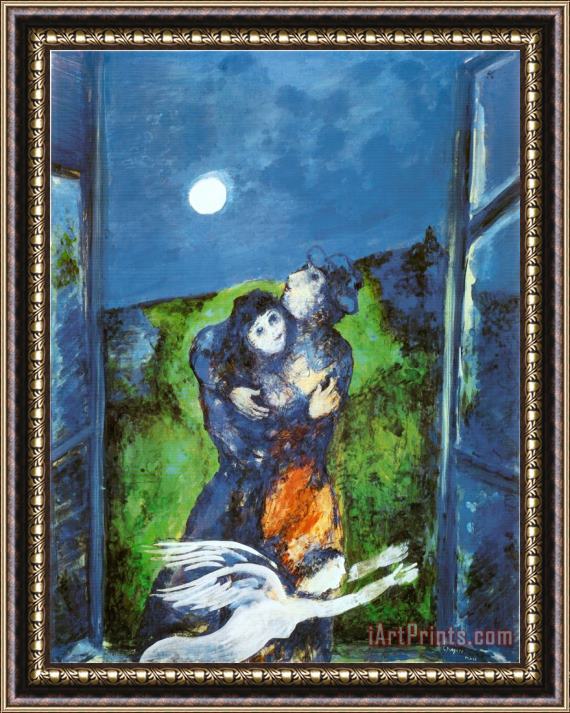 Marc Chagall Lovers in Moonlight Framed Painting