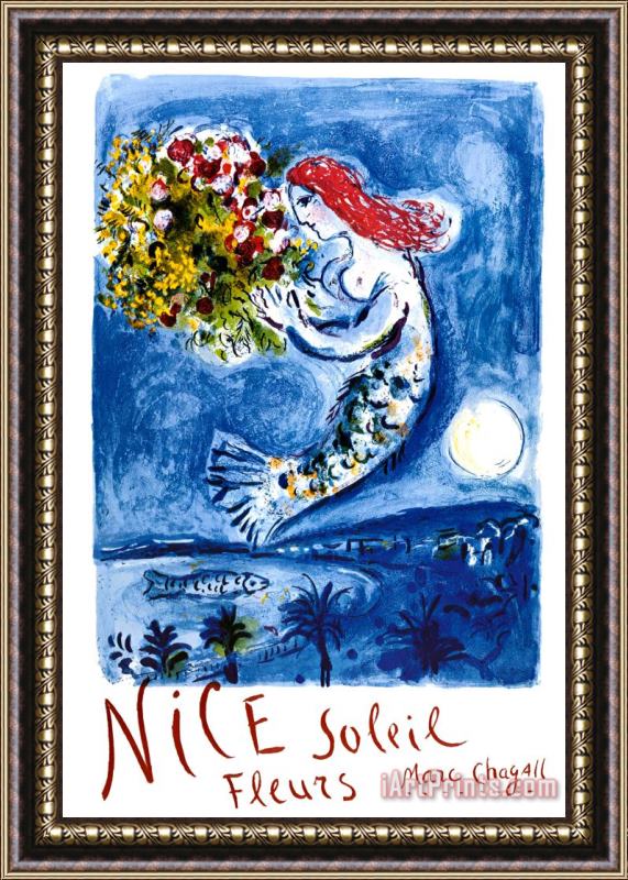 Marc Chagall Nice Sun Flowers Framed Painting