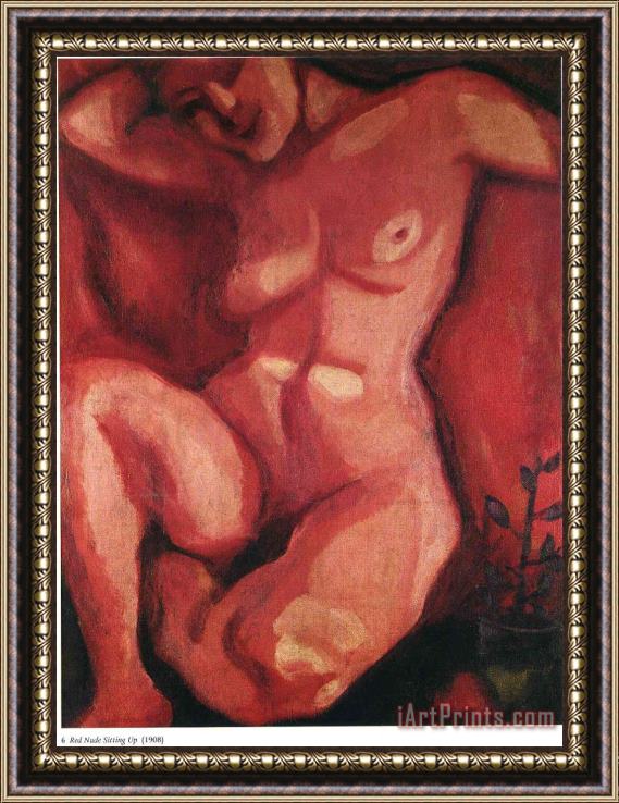 Marc Chagall Red Nude Sitting Up 1908 Framed Painting