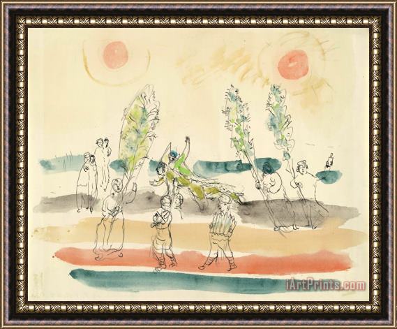 Marc Chagall Sketch for The Choreographer for The Ballet Aleko. (1942) Framed Painting