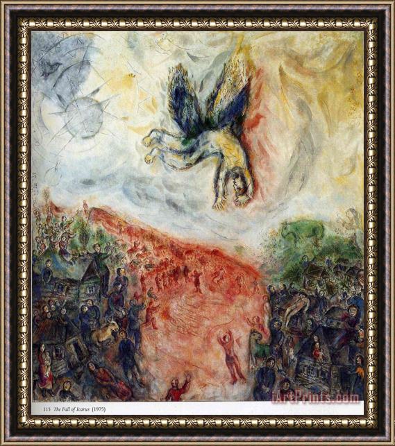 Marc Chagall The Fall of Icarus 1975 Framed Painting