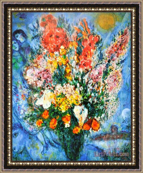 Marc Chagall Vase of Flowers Le Bouquet 1958 Framed Painting