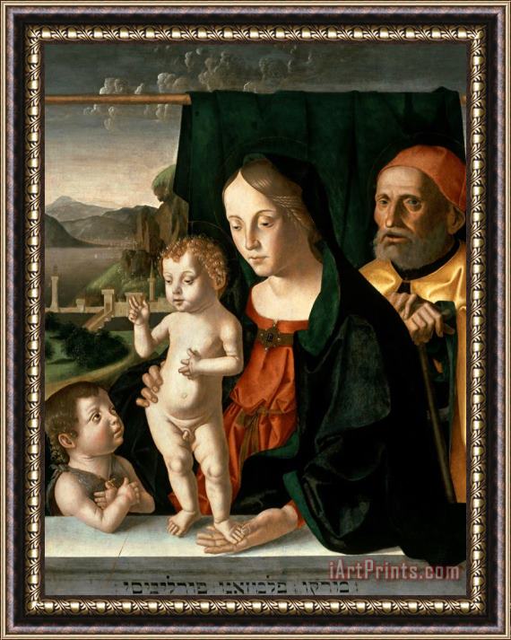 Marco Palmezzano Holy Family with The Infant Saint John The Baptist Framed Painting