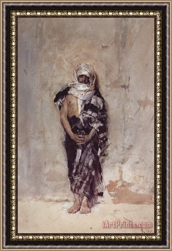 Mariano Jose Maria Bernardo Fortuny Y Carbo Moroccan Man Framed Painting