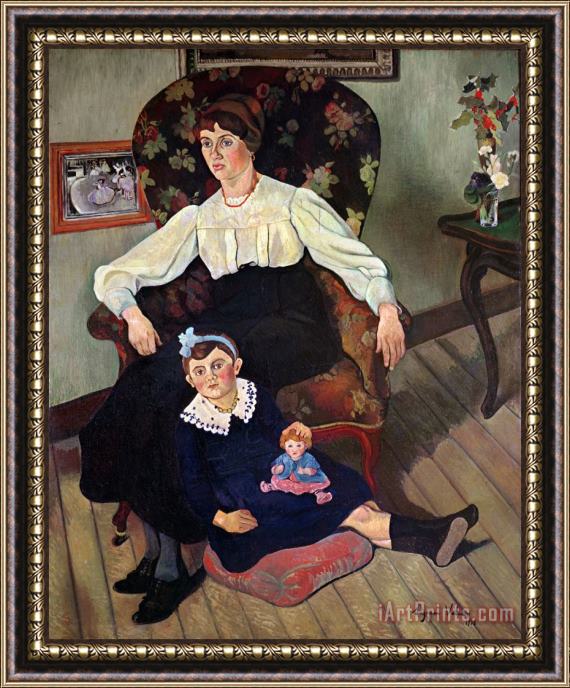 Marie Clementine Valadon Portrait of Marie Coca and her Daughter Framed Painting