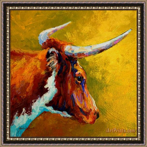 Marion Rose A Couple Of Pointers - Longhorn Steer Framed Print