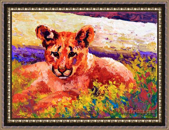 Marion Rose Cougar Cub Framed Painting